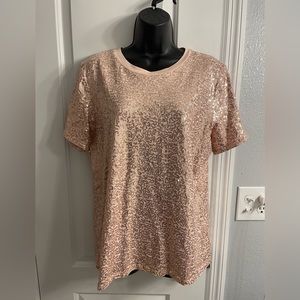 DKNY pink sequined top. Size Large